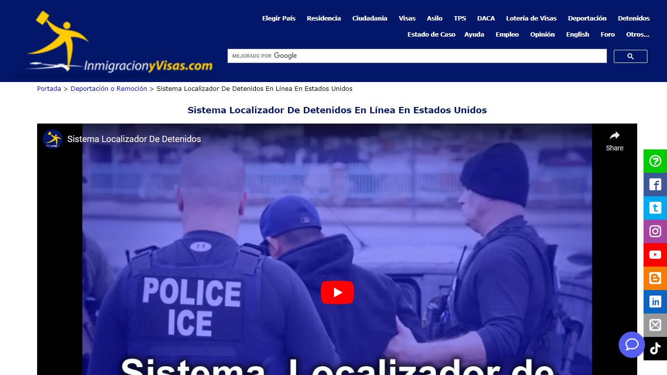 Sistema Localizador De Detenidos En Línea En Estados Unidos